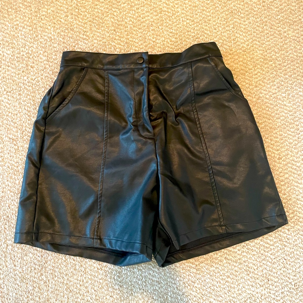 Princess Polly Black PU Long Shorts
